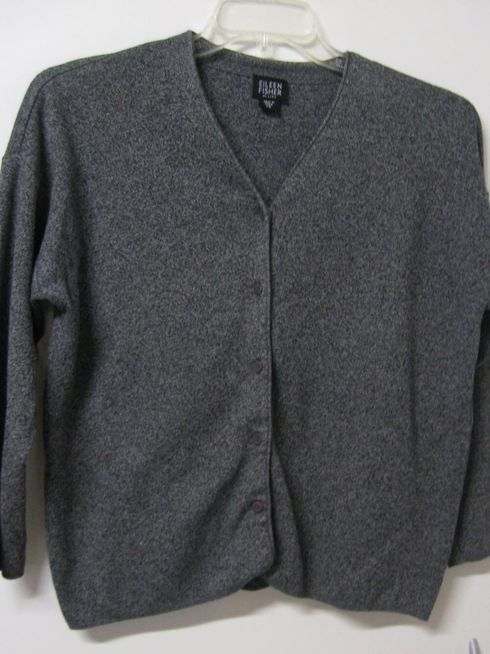 Eileen Fisher Graphite Gray V-Neck Button Cardigan Petite Medium